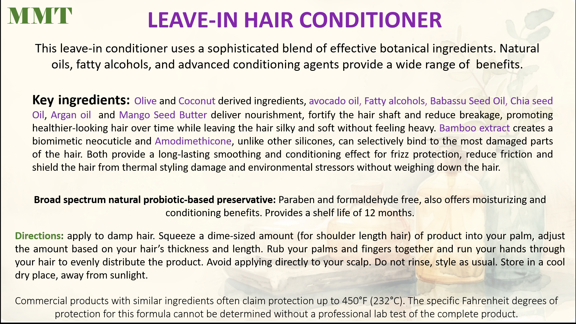 The MMT Collection.  Artisanal Botanical Leave-In Haircare.