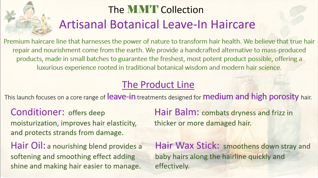 The MMT Collection.  Artisanal Botanical Leave-In Haircare.